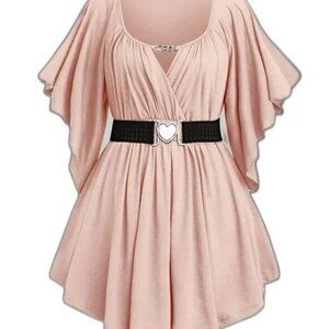 NEW- Keyhole Neck, Cinched Waist Blouse‎ Size 4X -3 colors to choose from